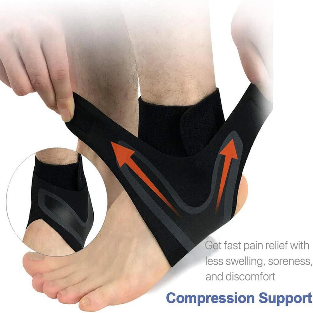 Ankle orthosis support, elastic sprain foot sleeve for sports protection, arthritis, plantar fasciitis, Achilles tendonitis, recovery