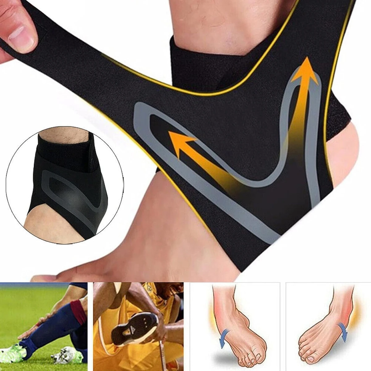 Ankle orthosis support, elastic sprain foot sleeve for sports protection, arthritis, plantar fasciitis, Achilles tendonitis, recovery