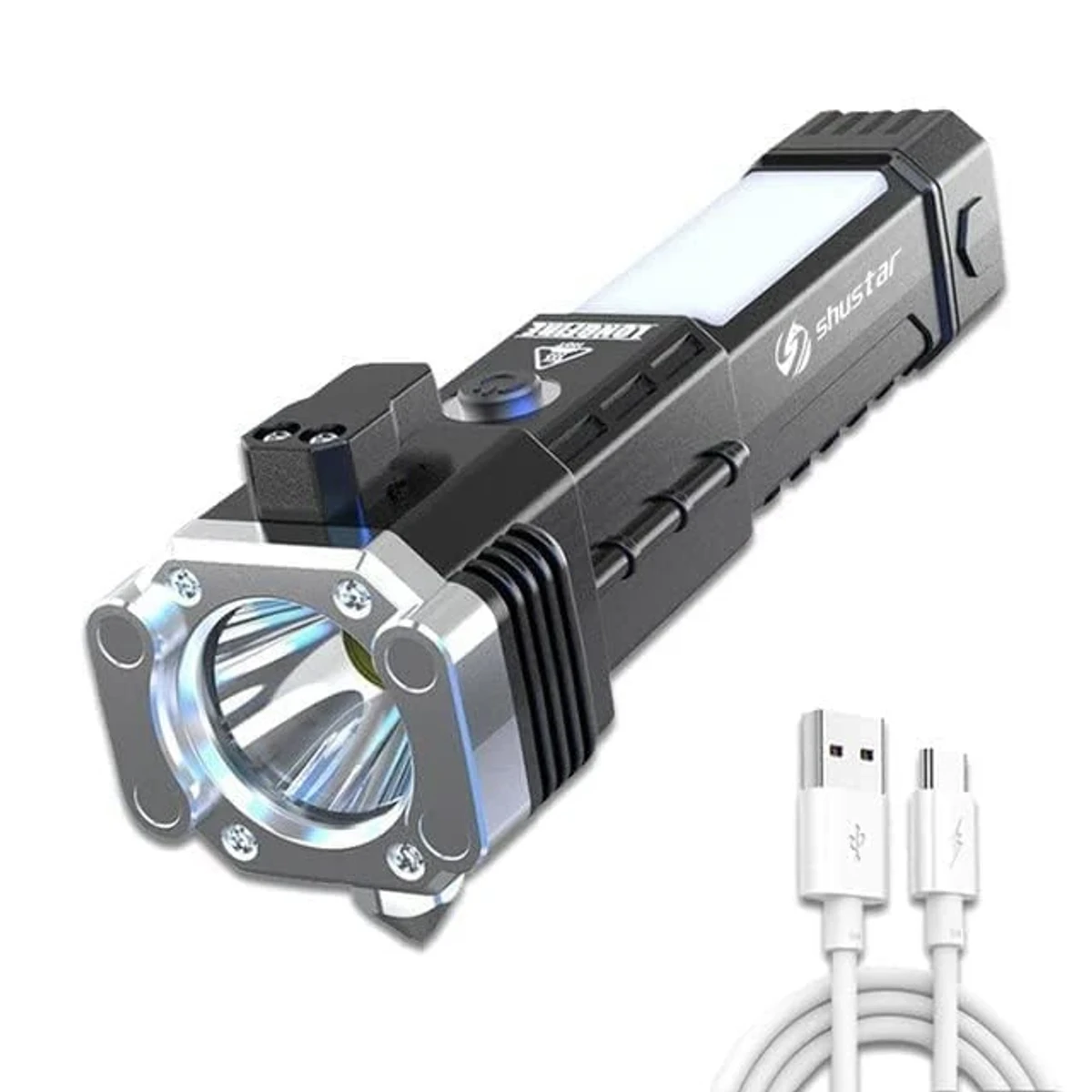 LED Torch With Power Bank And Cutter