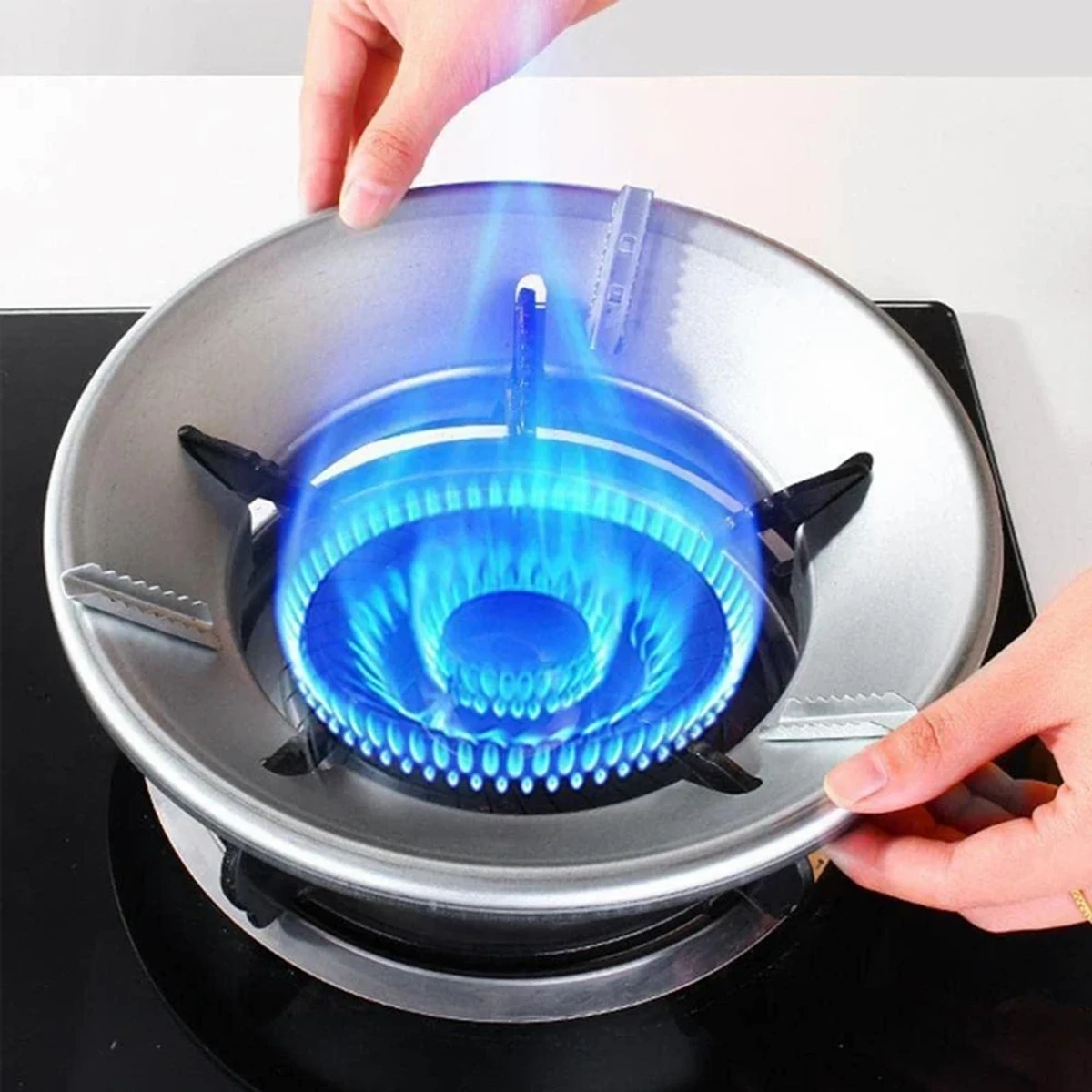 Energy Saving Gas Stove Cover High Efficiency Windproof Disk Windshield Bracket Flame Cap Cover