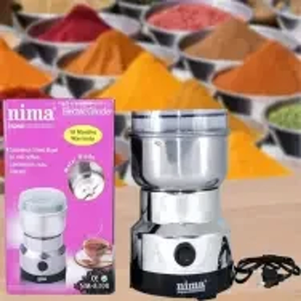 Nima 2 in 1 Electric Spice Grinder and Blender. 2 in 1 Nima Electric Grinder & Blander. 300 Watt Havey Deuti Motor.