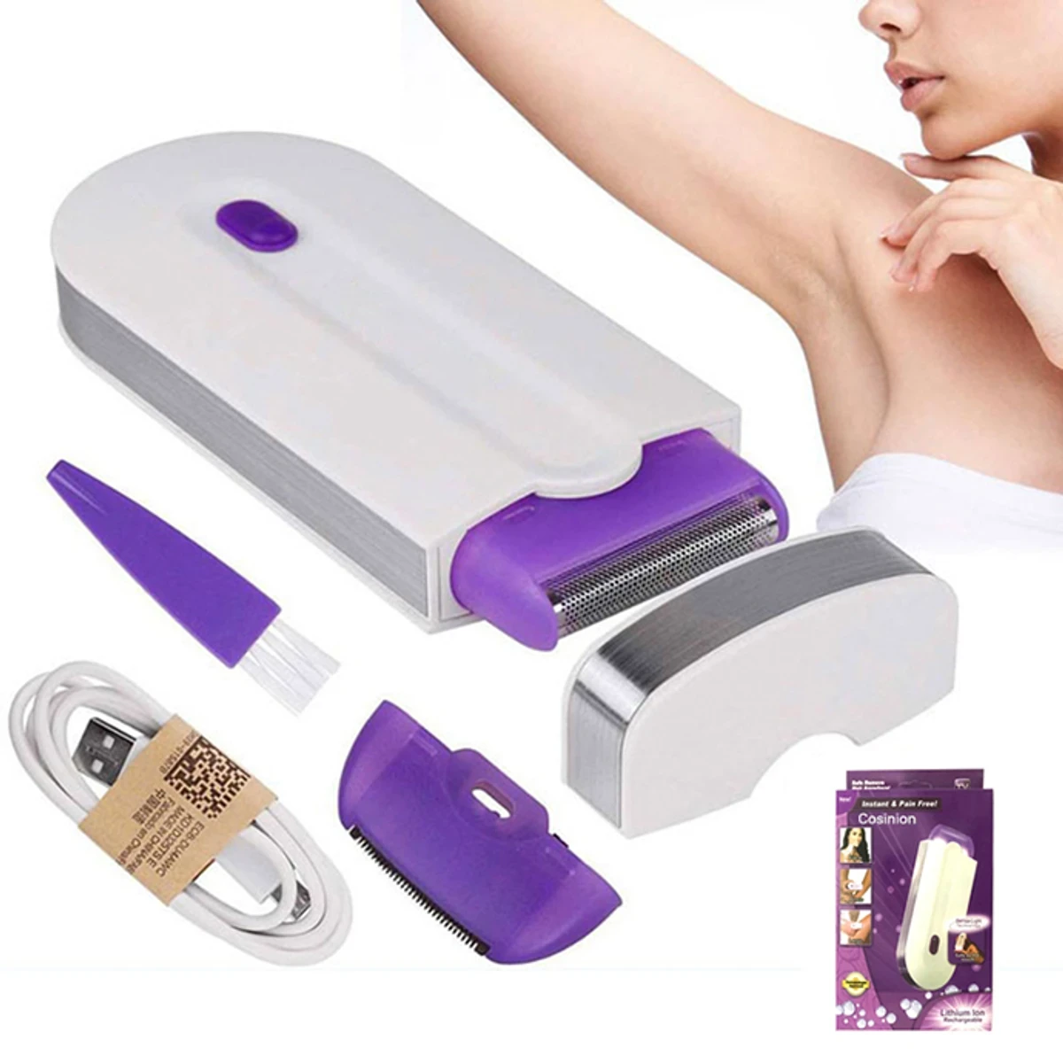 ( USB হেয়ার রিমুভার গ্রুমিং ডিভাইস ) Facial Hair Remover and Hair Removal Machine - in Dual Use