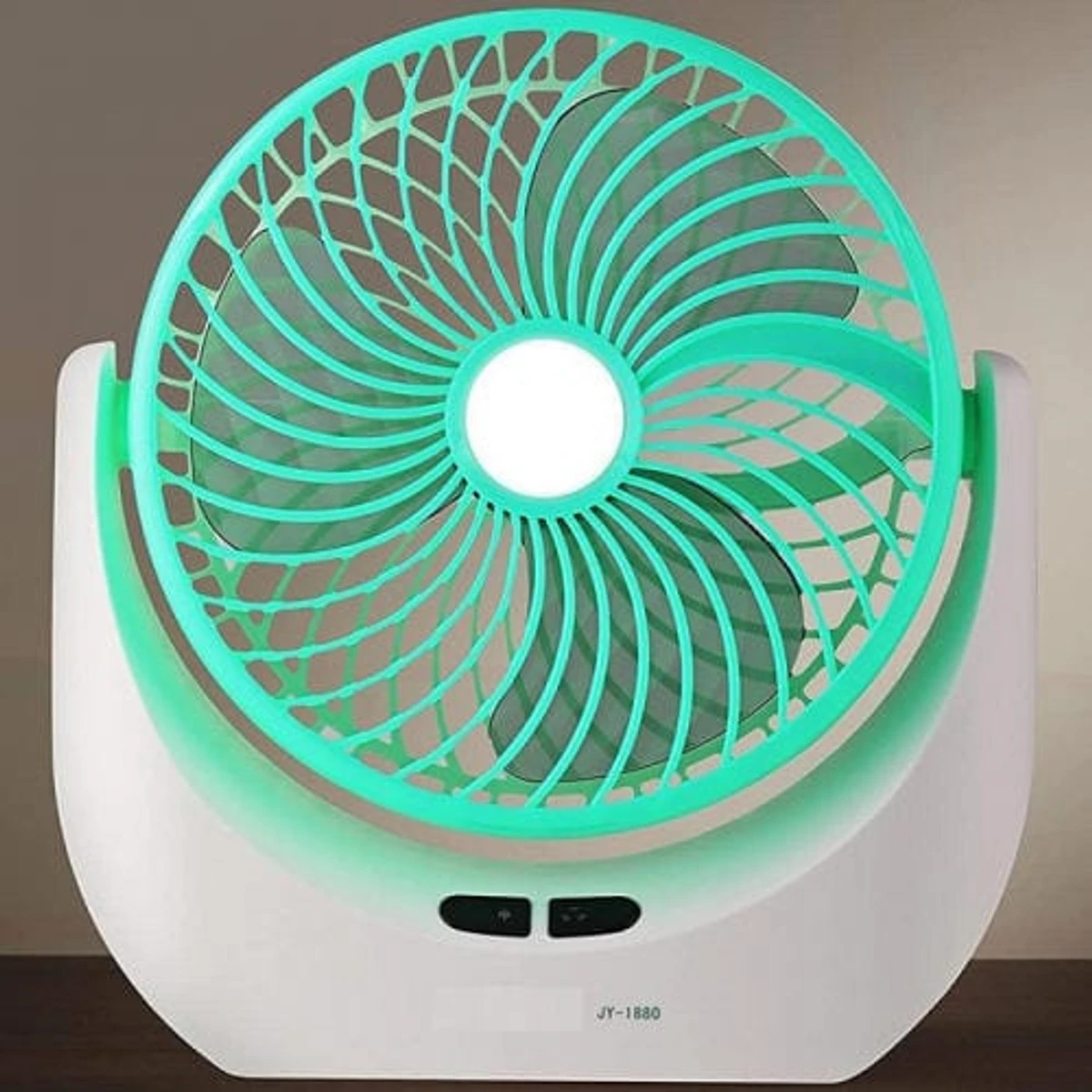 JY SUPER Portable Led Light With Mini Fan Charging Protection Strong Wind Fan With USB Port - Rechargeable Mini Fan