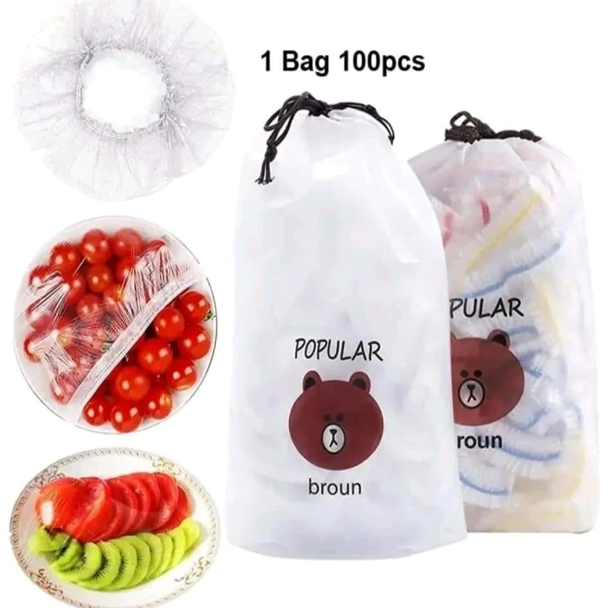 Fresh Keeping Bags, Plastic Sealing Bags Food Cover (100PCS)